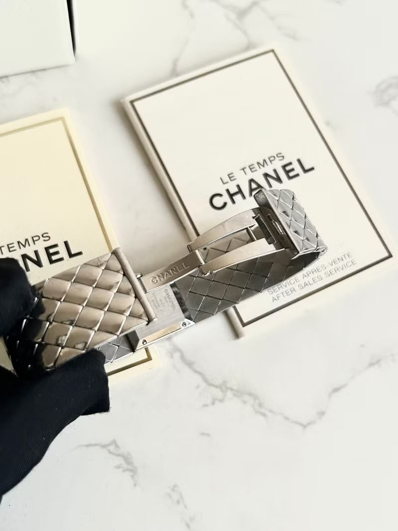 FULL SET✨Chanel Matelassé Black and Silver Vintage Watch/Quartz Watch/Women's Watch