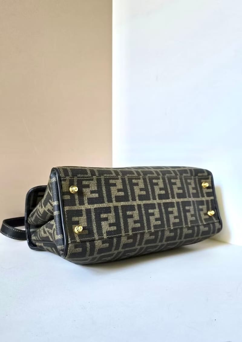 Fendi Dark Brown Zucca Two-way Kelly/Shoulder Bag/Crossbody Bag