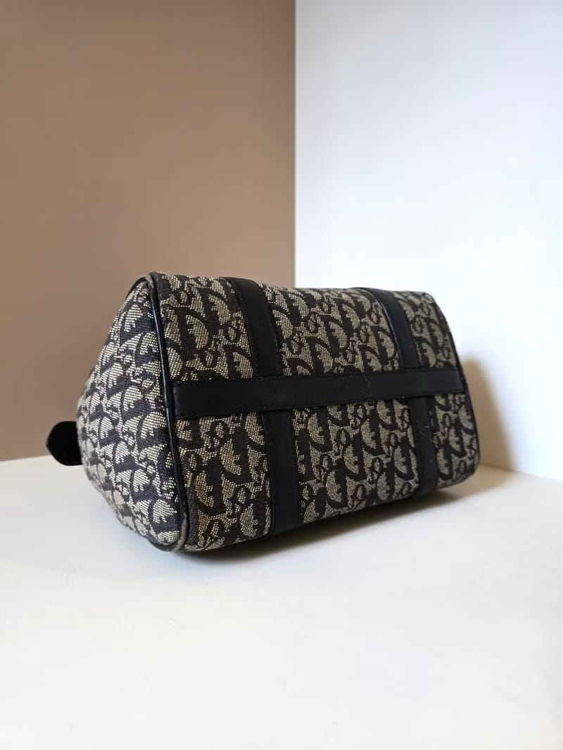 Dior black and blue monogram Boston handbag