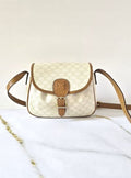 Celine White Triomphe Pattern Small Pumpkin Shoulder/Crossbody Bag