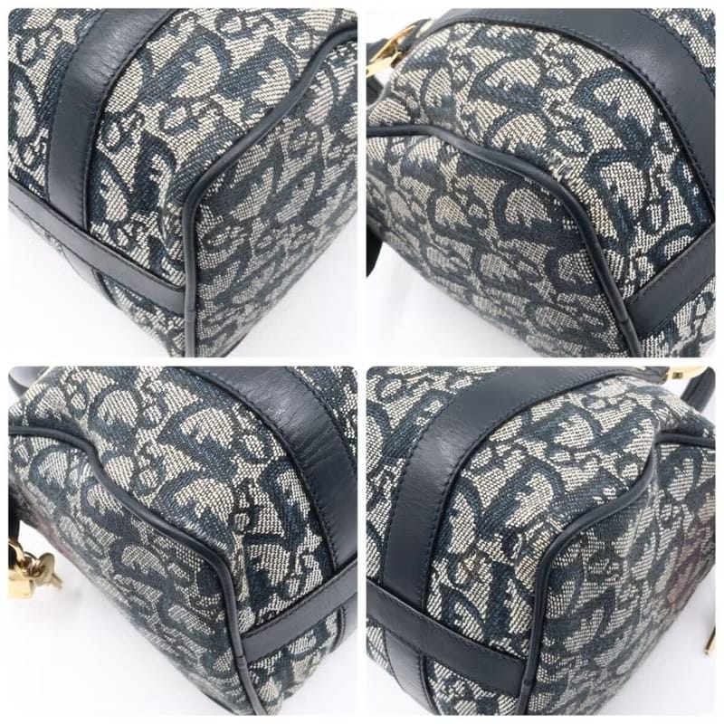 Rare Dior Gray-Blue Trotter 20cm Mini Boston Bag