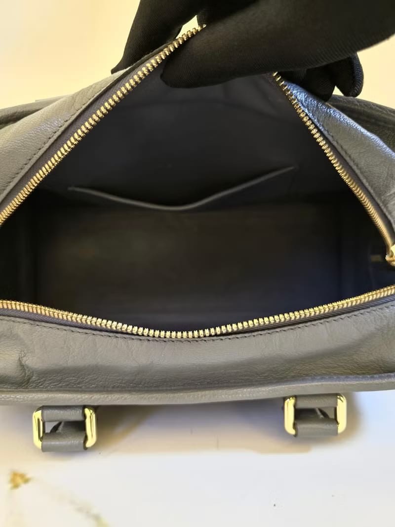 稀有 Loewe Amazona 28 中古灰藍色波士頓包 手提包