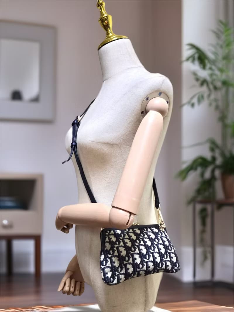 Dior Dark Blue Monogram Kisslock Bag/Shoulder Bag/Crossbody Bag