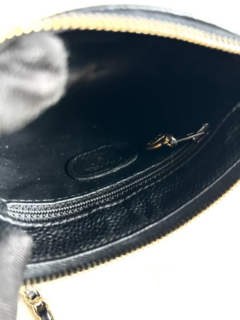 稀有中古二手Chanel黑色魚子醬皮革手袋側背包/斜背包/單肩包