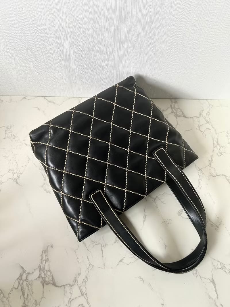 Chanel Vivian黑色皮革托特包/單肩包/側背包