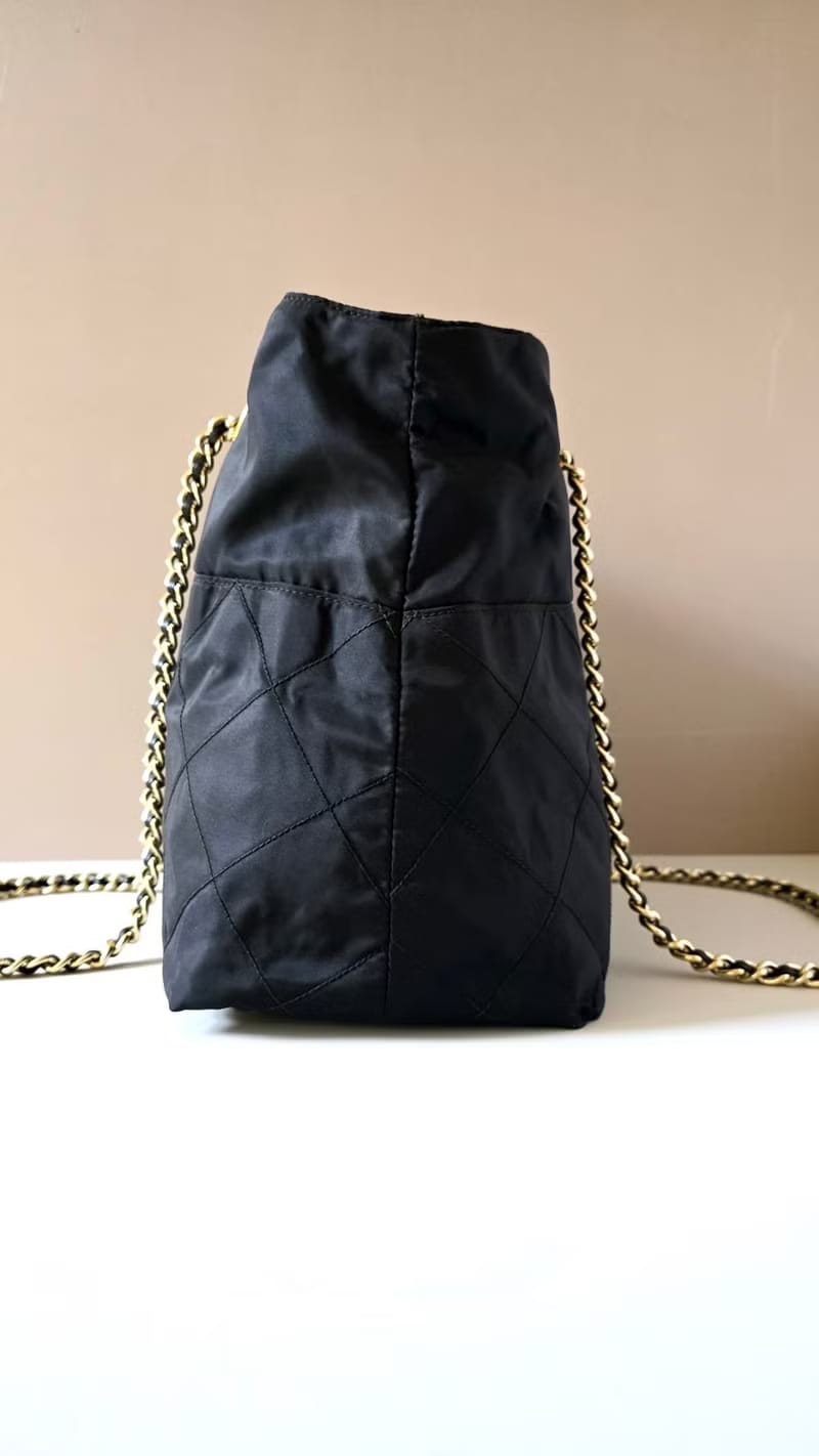 Prada Black and Gold Chain Tote Bag/Shoulder Bag/Crossbody Bag