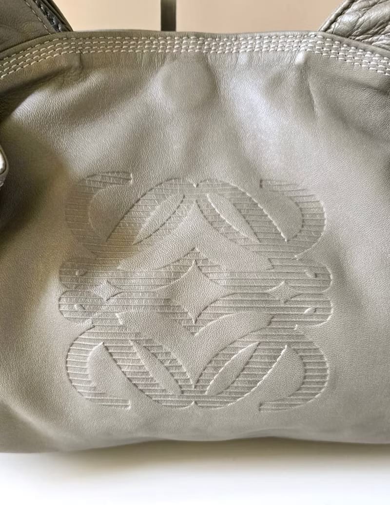 Loewe灰色納帕雲朵包/側背包/單肩包/腋下包