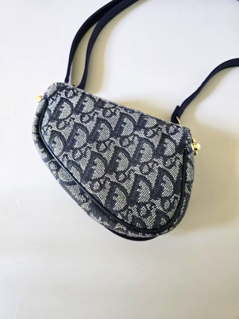 Dior深藍老花馬鞍包/單肩包/側背包/斜背包