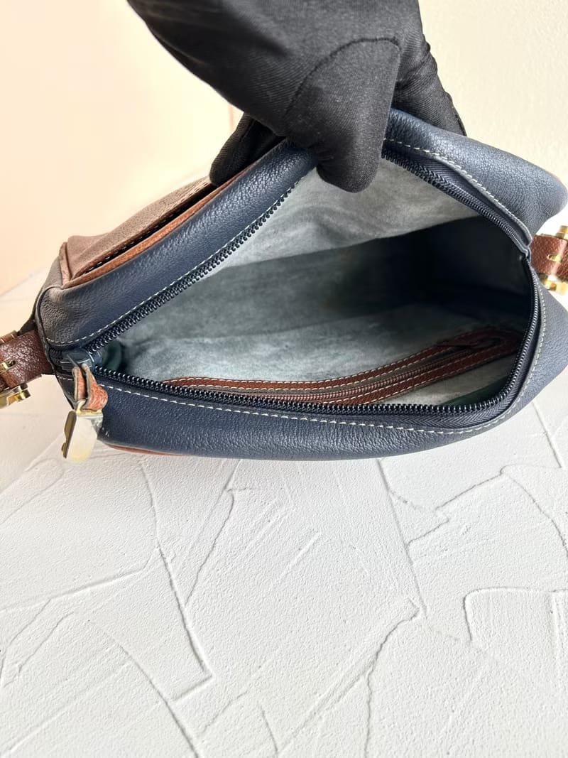 Loewe Indigo Denim Patchwork Vintage Camera Bag / Shoulder Bag / Crossbody Bag