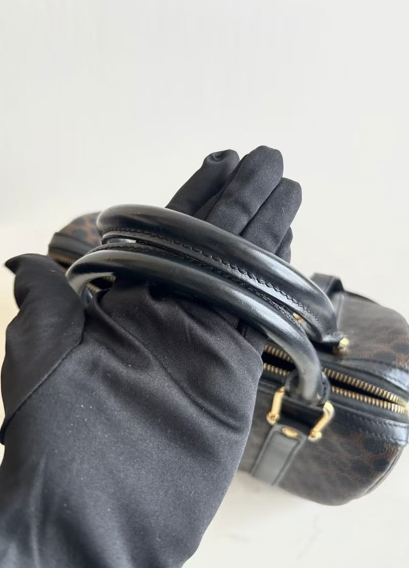 Celine黑色老花波士頓單肩包/側背包/斜背包