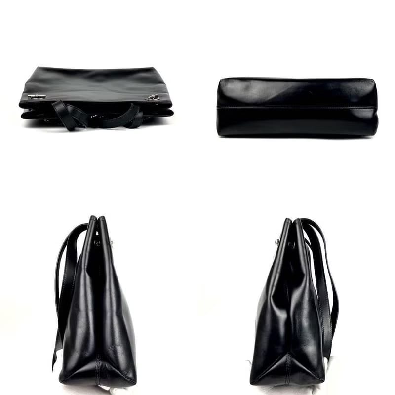 稀有中古二手Celine黑色銀吊鏈皮革托特包/側背包