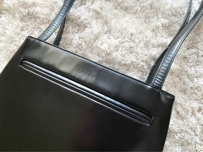 Loewe black embossed tote bag/side backpack/shoulder bag