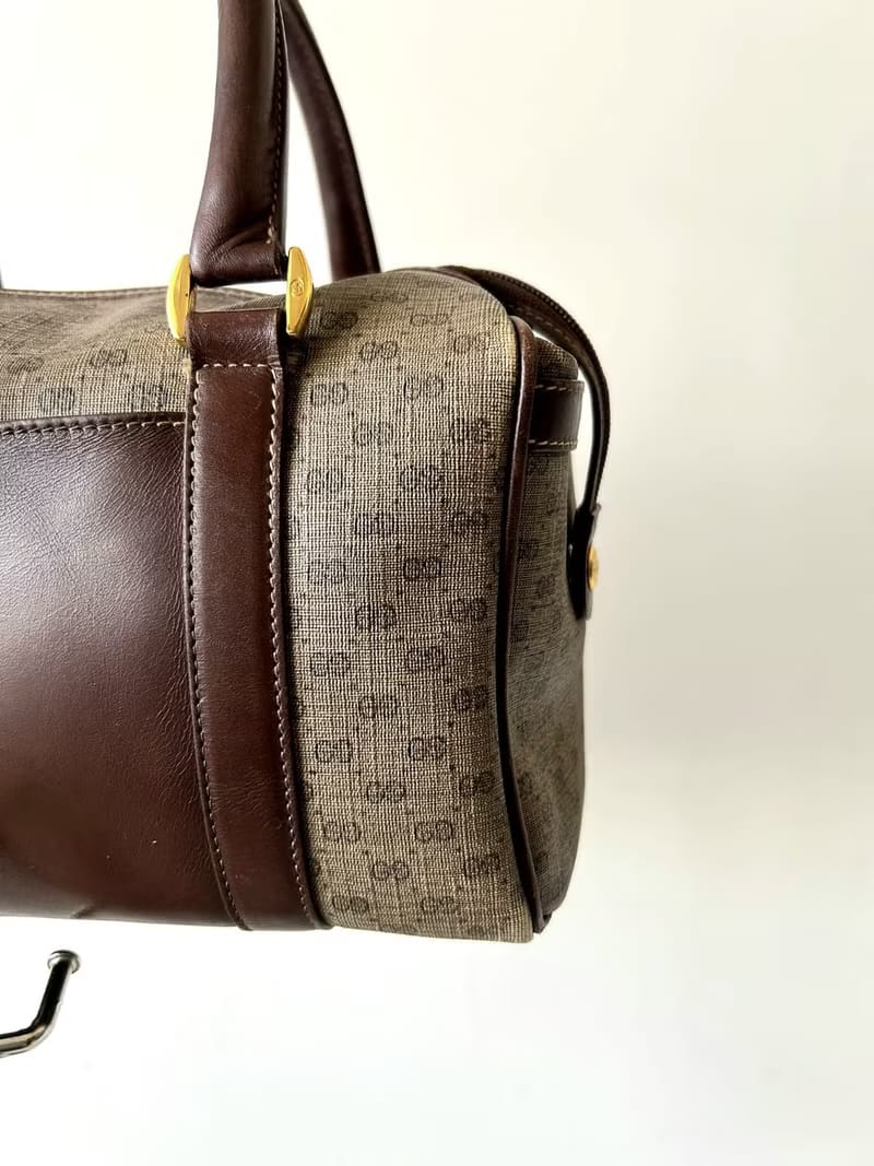 Gucci Brown Monogram Small Boston Bag/Crossbody Bag/Shoulder Bag