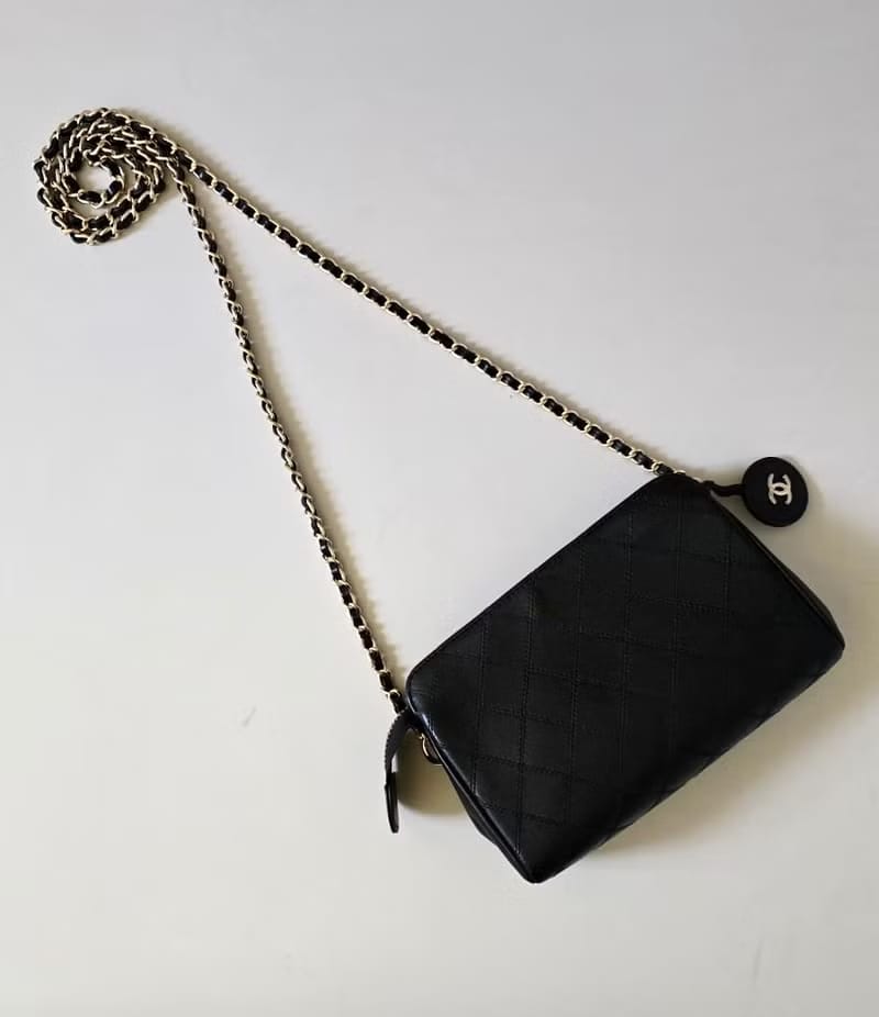 Chanel Black Lambskin Matelassé Crossbody Bag/Shoulder Bag