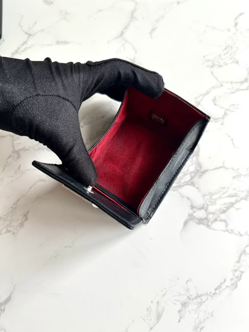 Chanel black ice tray small wallet/coin purse/storage bag