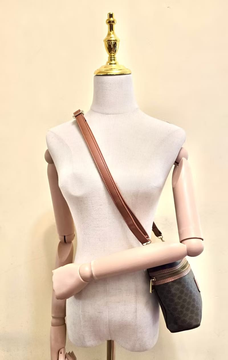 Celine咖啡色老花Vanity盒子包/斜背包/側背包/單肩包