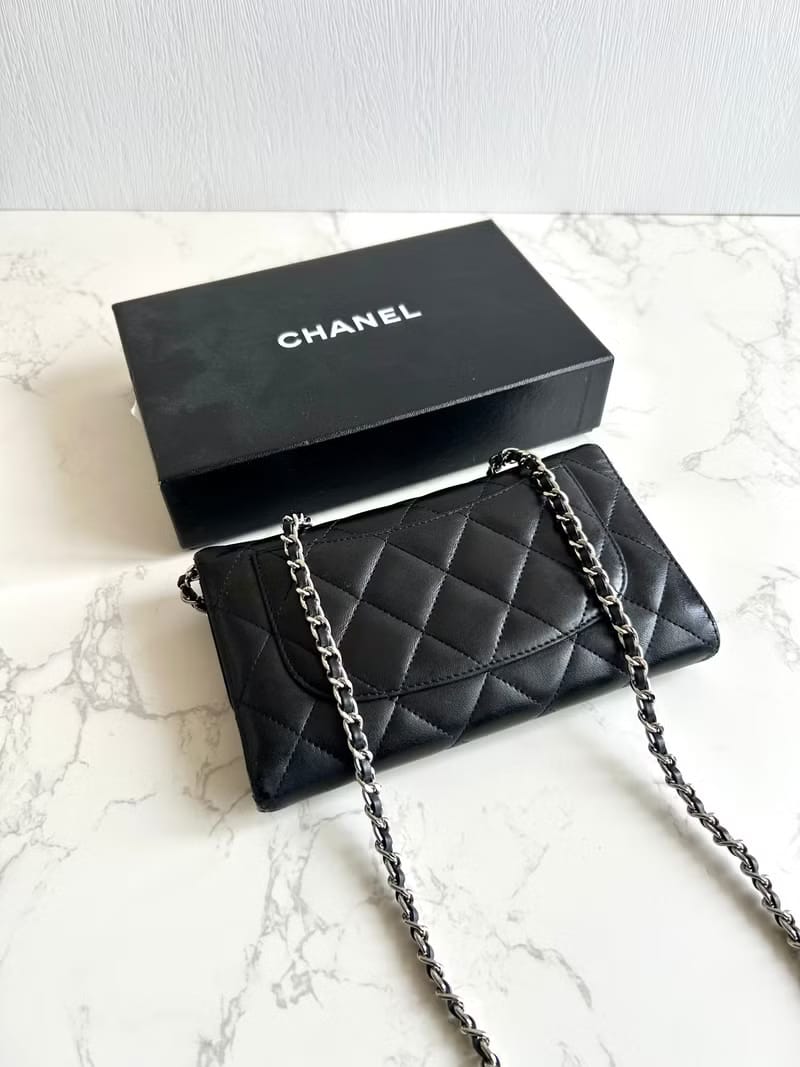 Chanel黑色WOC皮革側背包/斜背包/長夾