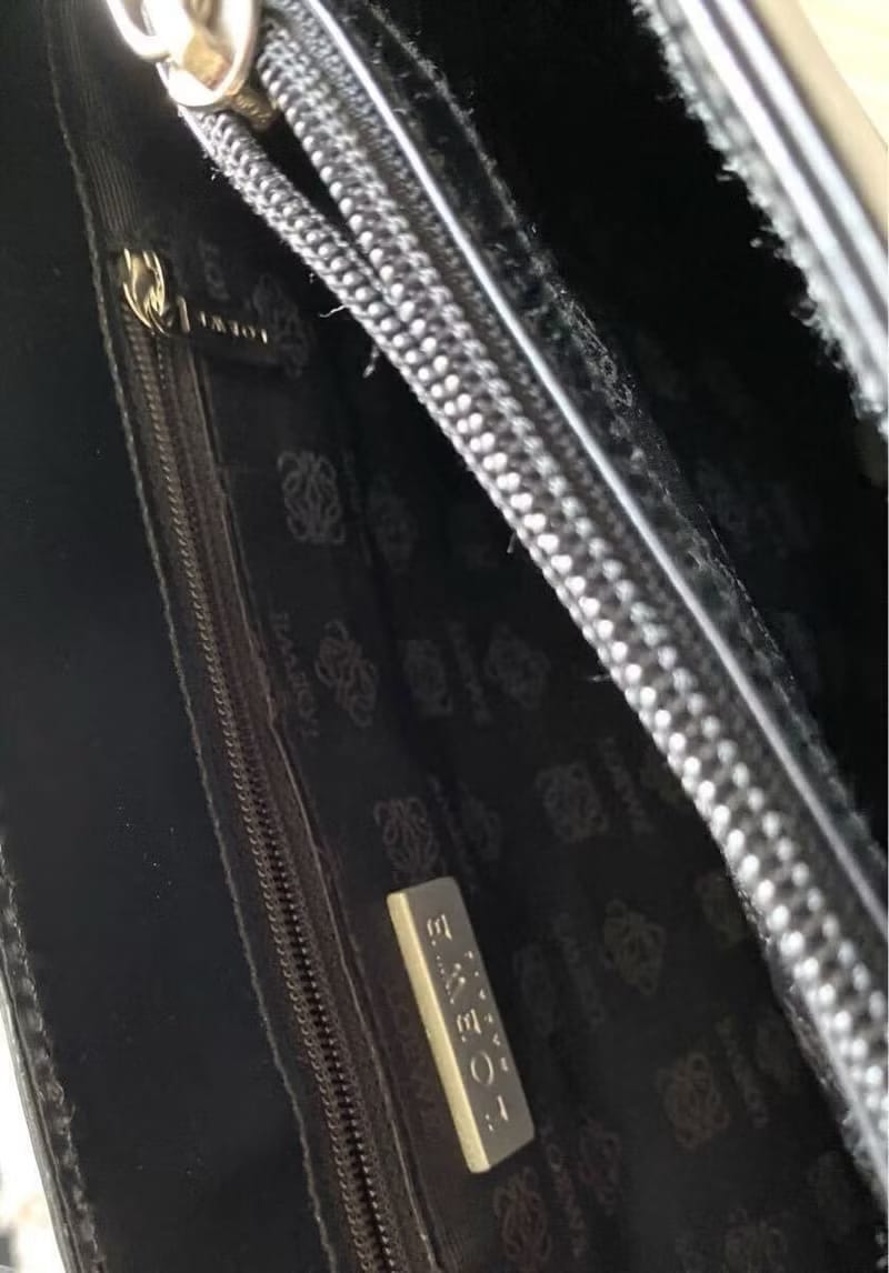 Loewe black embossed tote bag/side backpack/shoulder bag