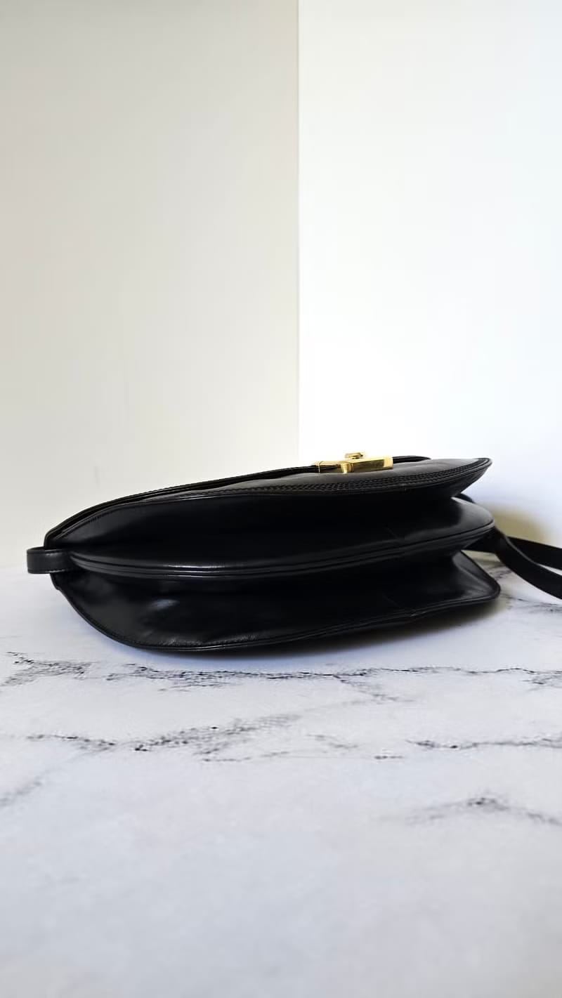 Loewe黑金半月馬鞍包/側背包/斜背包