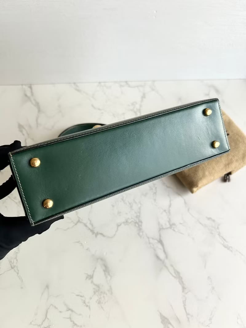 Celine旋轉星球綠色凱莉包/手提包/古董包