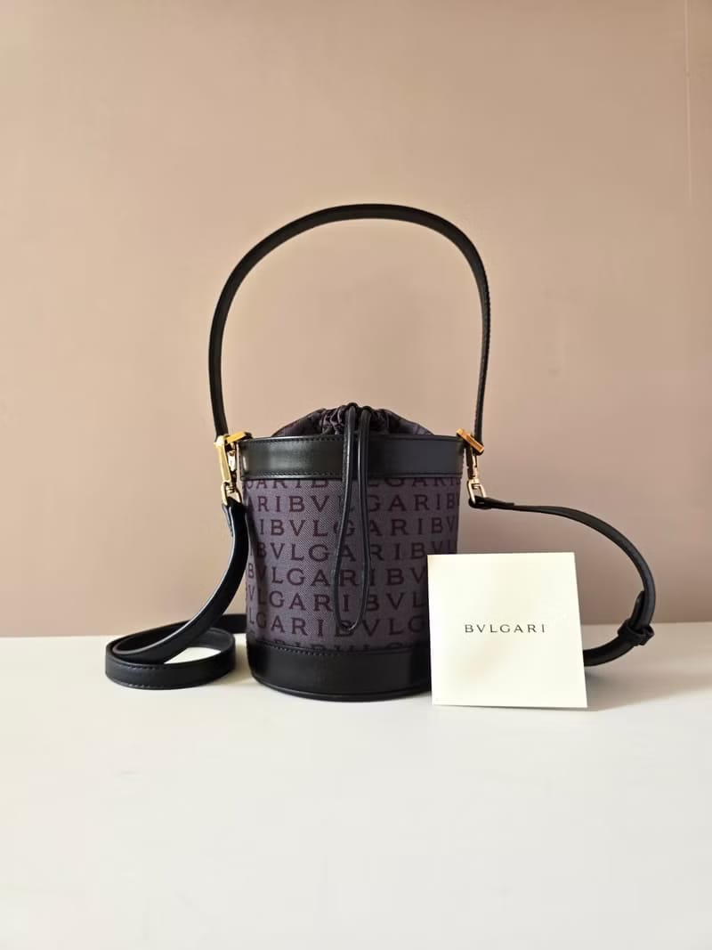 Rare Bvlgari Blue-Black Monogram Two-Way Mini Bucket Bag / Shoulder Bag / Crossbody Bag