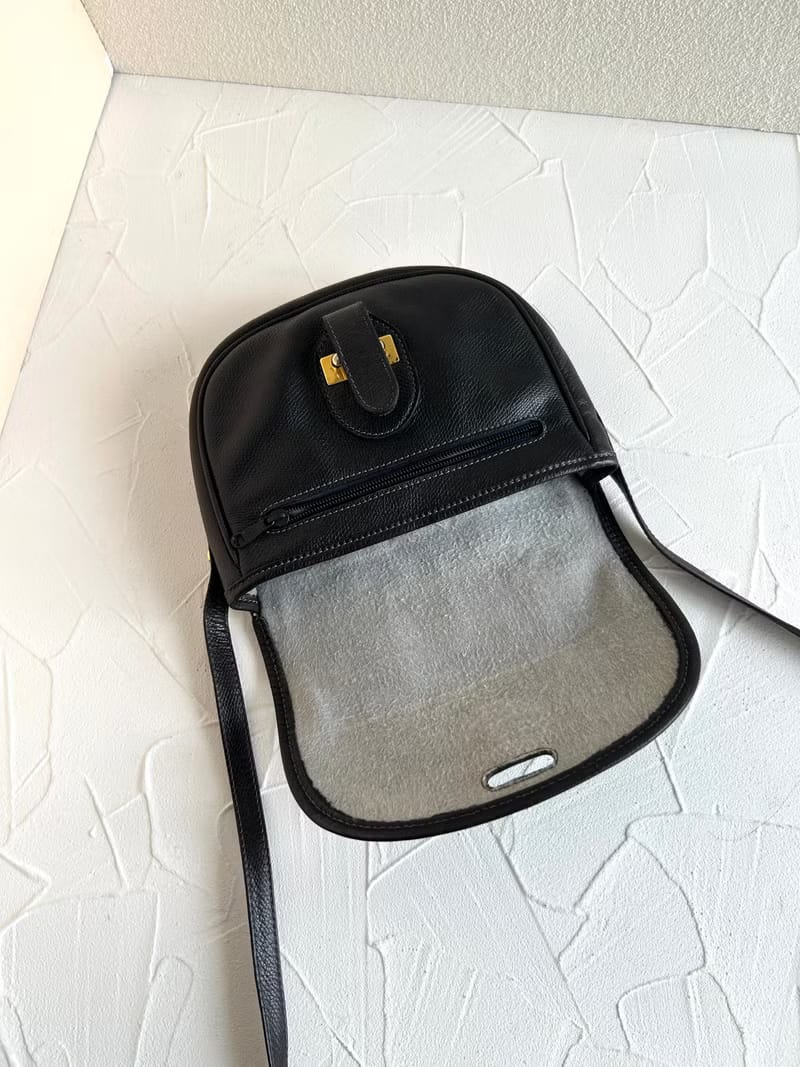 Loewe black and gold saddle side backpack/oblique backpack/shoulder bag