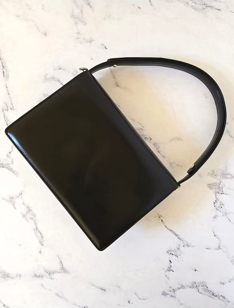 Celine黑色馬車風琴包/單肩包/側背包/斜背包