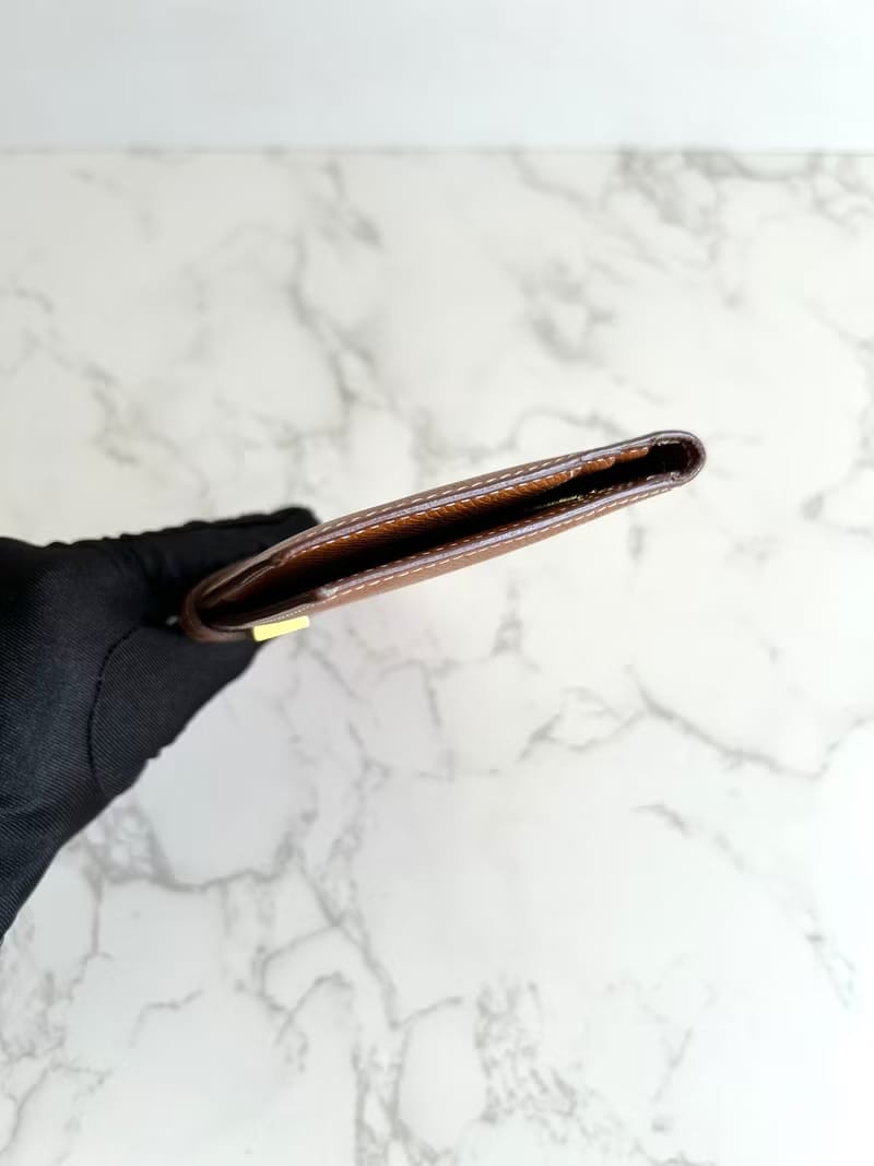 Hermes 啡金色皮革Bearn長夾/皮夾