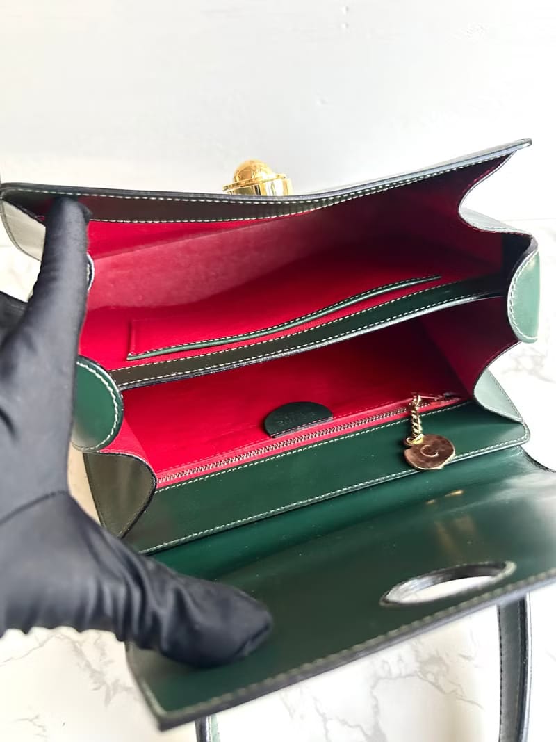 Celine旋轉星球綠色凱莉包/手提包/古董包