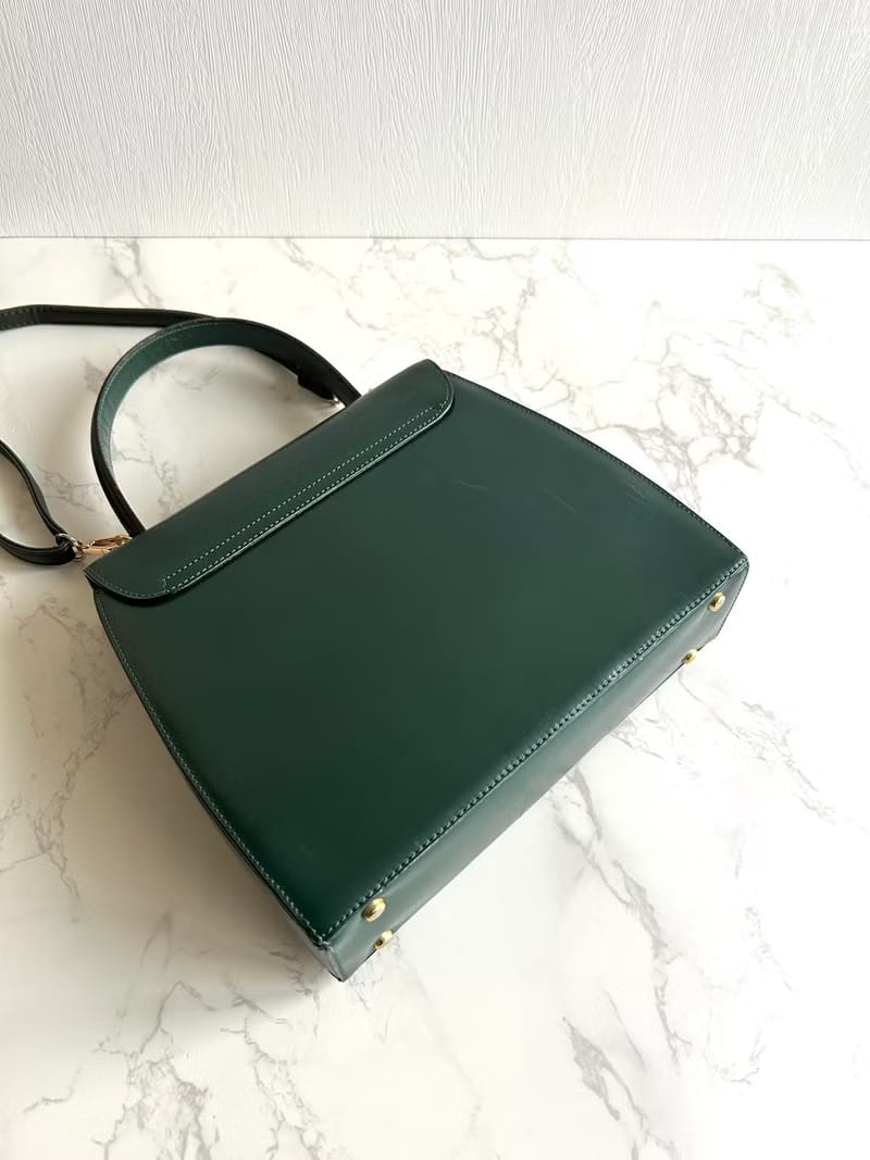 Celine橄欖綠色半月凱莉包/斜背包/單肩包/側背包