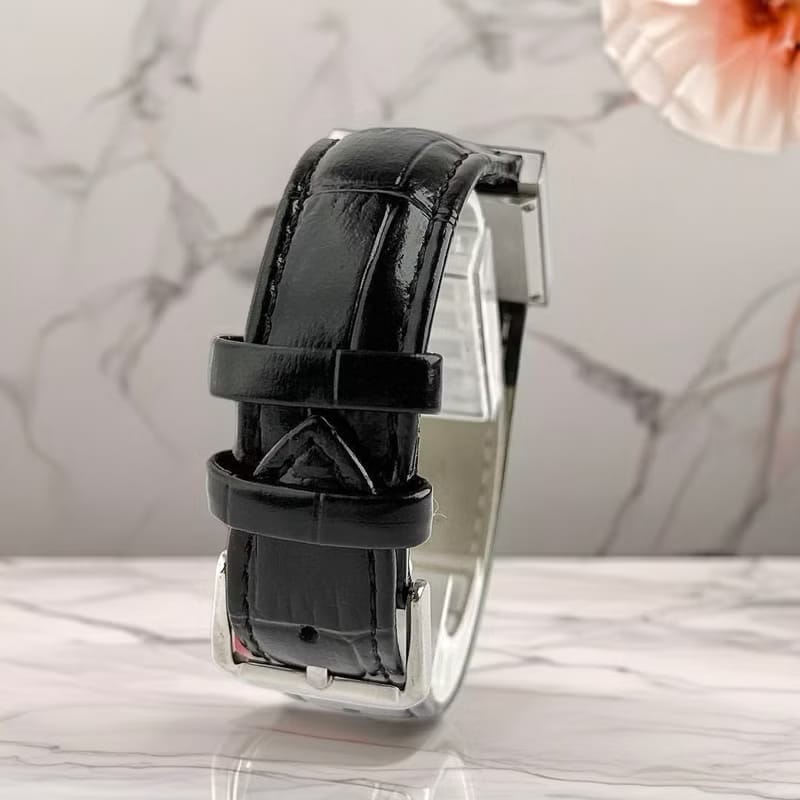 Chanel Mademoiselle黑色石英古董錶 皮革帶