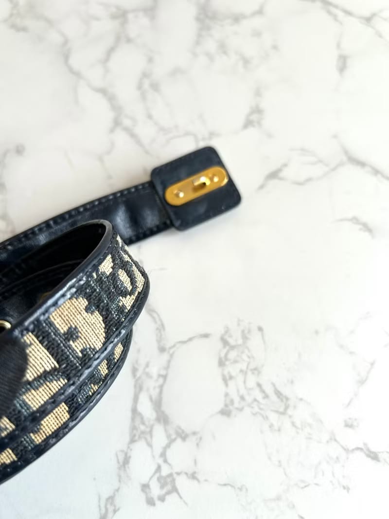 Dior dark blue monogram leather canvas women's belt