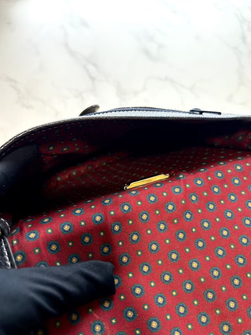 Loewe Black and Gold Anagram Saddle Crossbody Bag