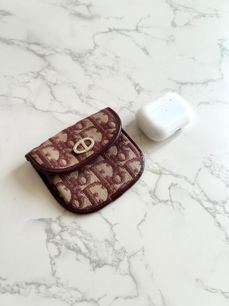 Dior burgundy old flower wallet/coin purse/storage bag/mouth gold bag