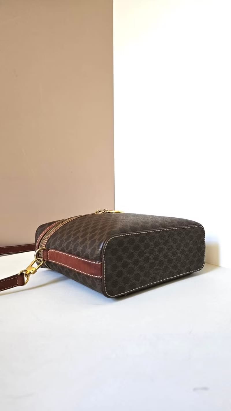 Celine brown Macadam Donut Vanity Box Bag/Crossbody Bag/Shoulder Bag