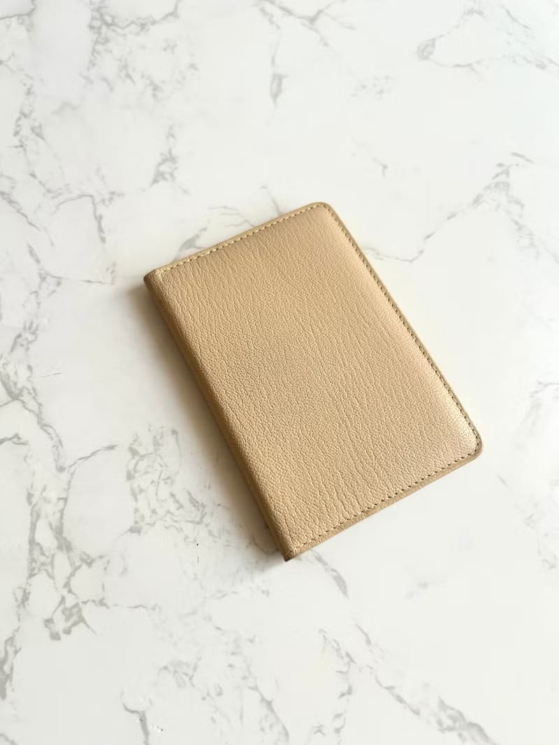 Rare Item Chanel Beige Calfskin Wallet/Card Holder/Short Wallet