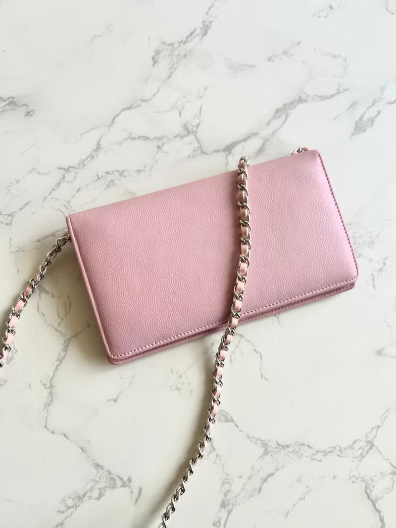 Chanel Pink Caviar Leather WOC Long Wallet/Shoulder Bag/Crossbody Bag