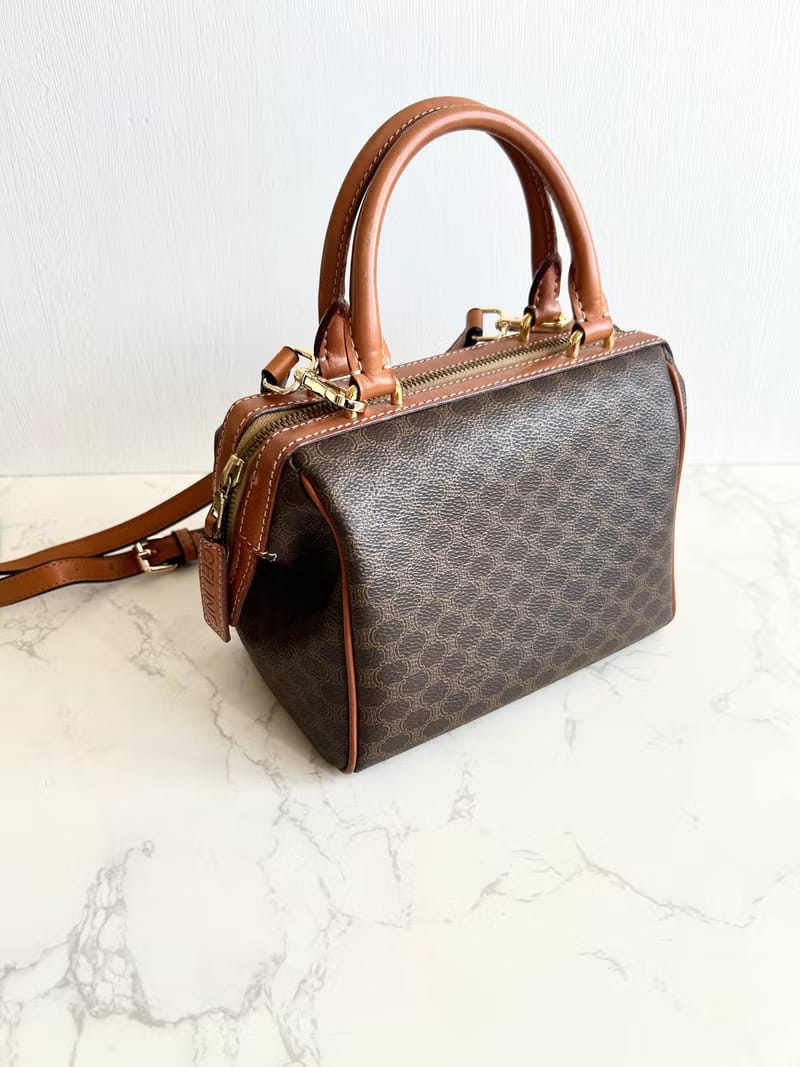 Celine迷你老花波士頓小包/斜背包/側背包/單肩包