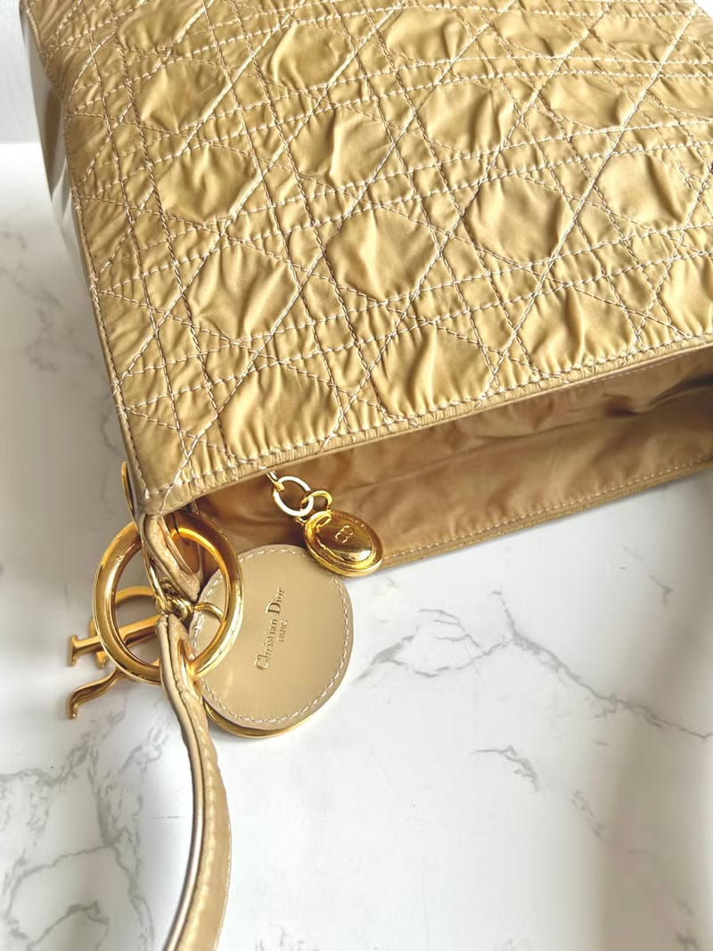 Dior Beige Lady Dior Crush Canvas and Leather Tote Bag/Shoulder Bag