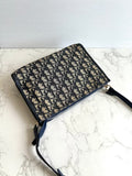 Dior blue and black old flower leather shoulder bag/side bag/crossbody bag