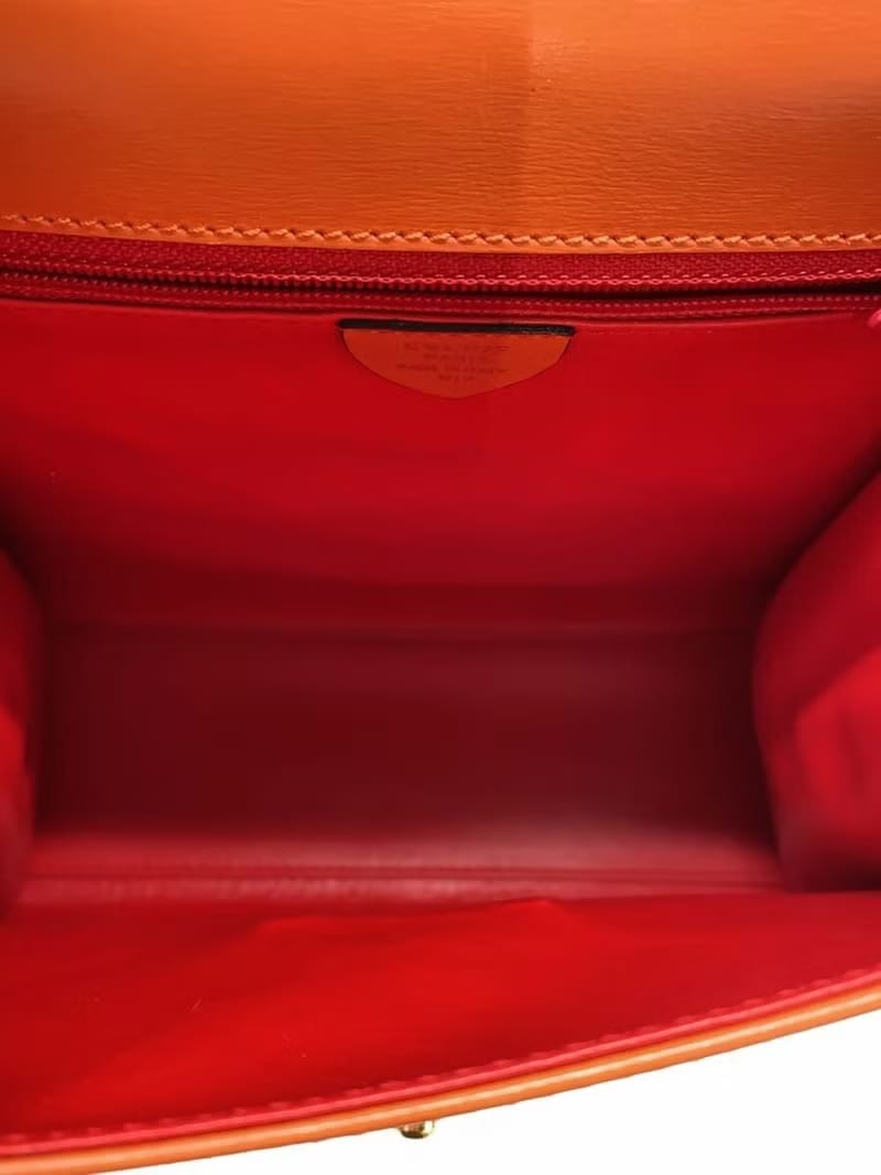 Rare Used Celine Caramel Brown Press Sphere Tofu Bag / Shoulder Bag / Crossbody Bag