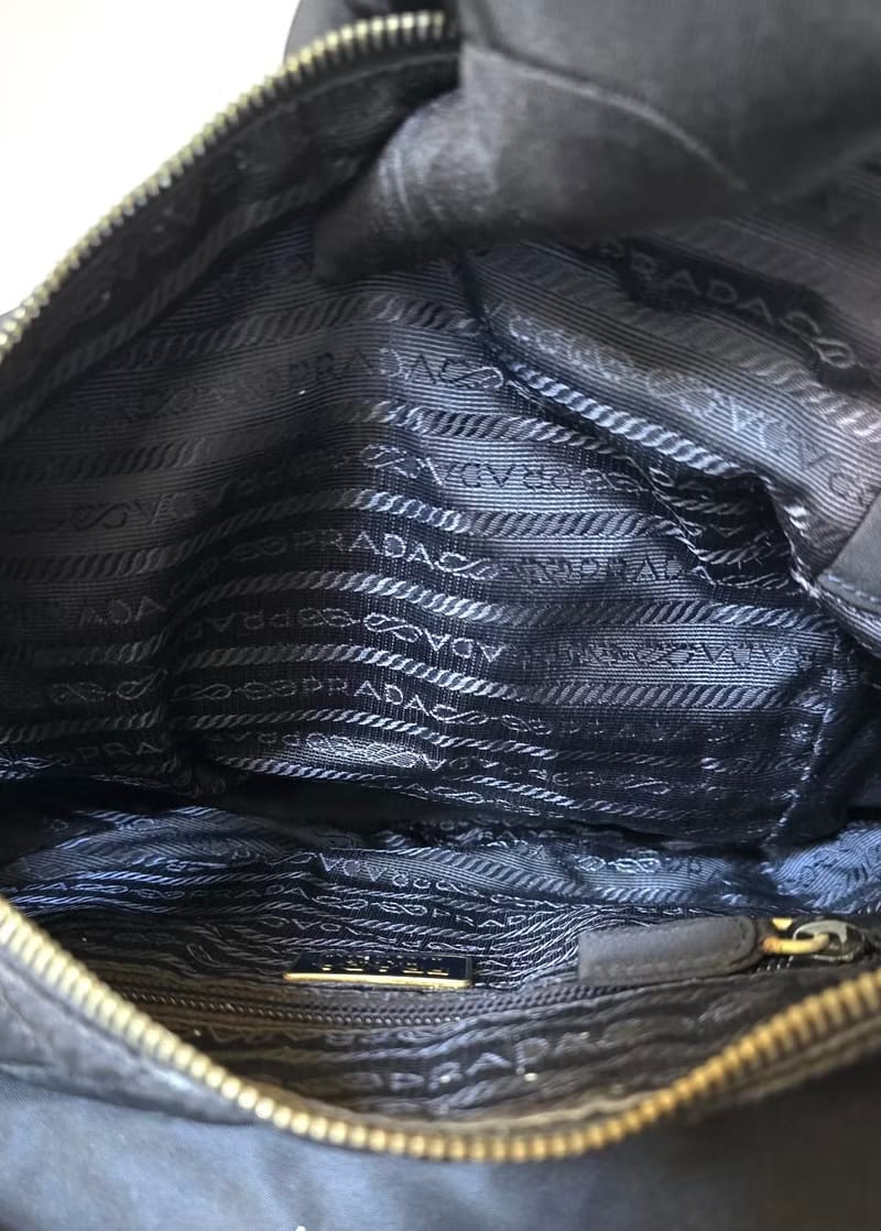 Prada黑色降落傘鏈子側背包/托特包/斜背包