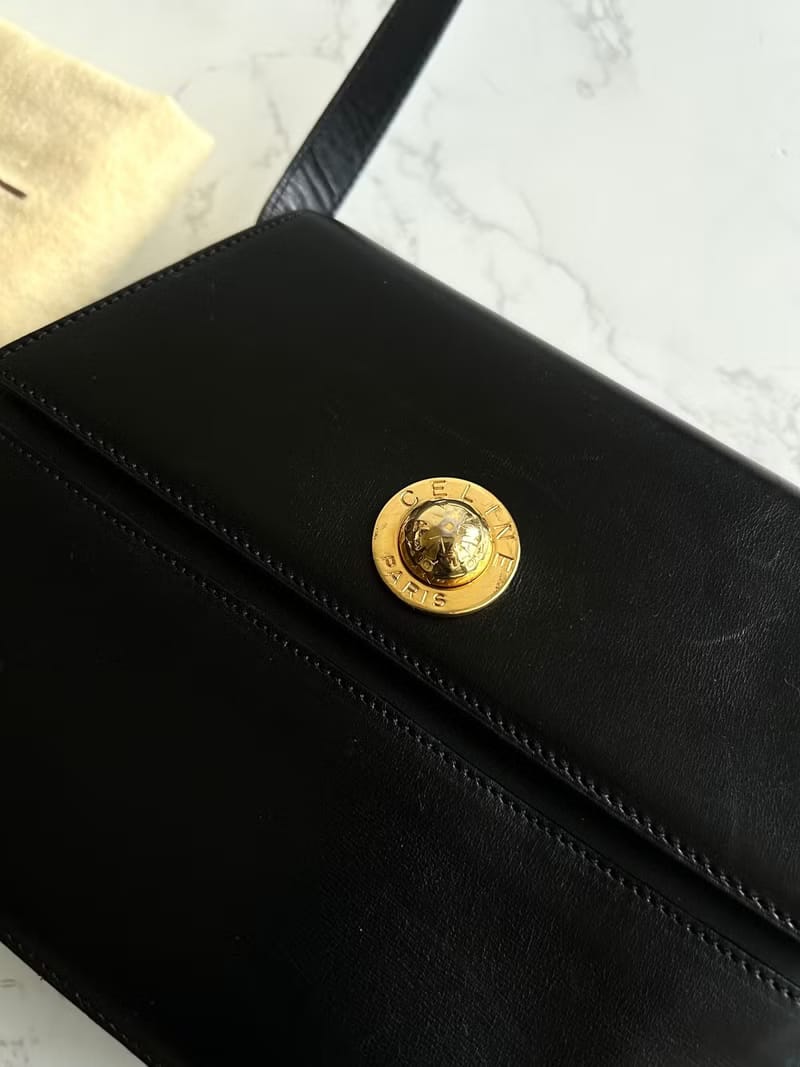 Celine Black Gold Planet Geometric Box Bag/Crossbody Bag/Shoulder Bag/Side Bag