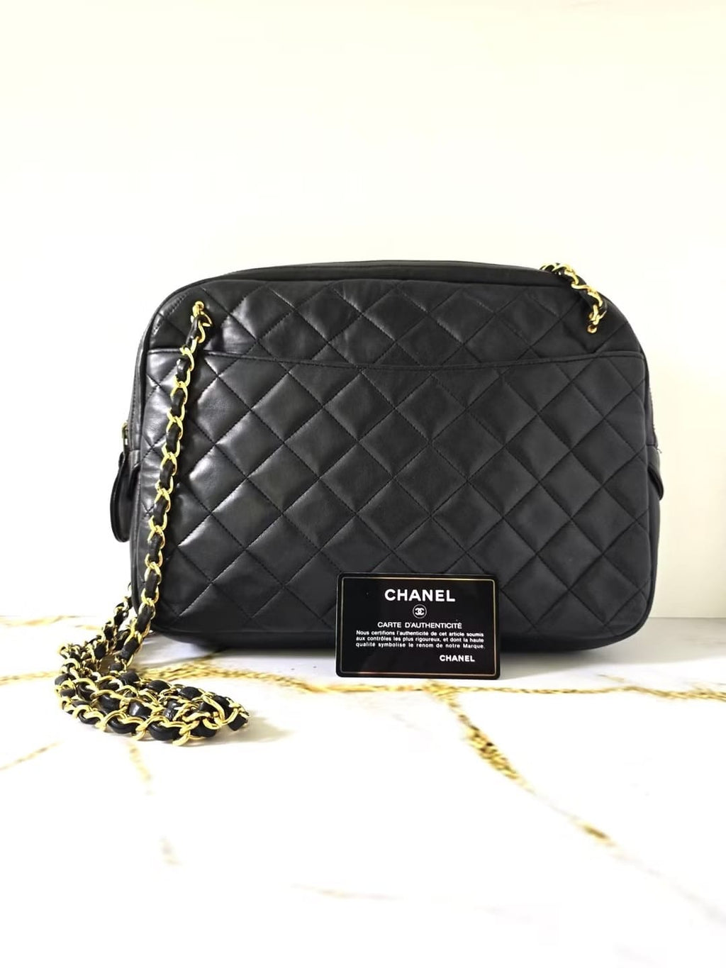 Chanel 經典黑金色相機包/單肩包/側背包