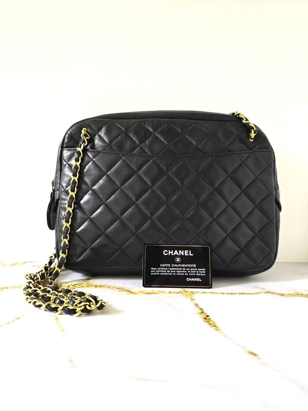 Chanel 經典黑金色相機包/單肩包/側背包