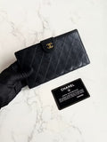 Chanel black lambskin long wallet/wallet/wallet
