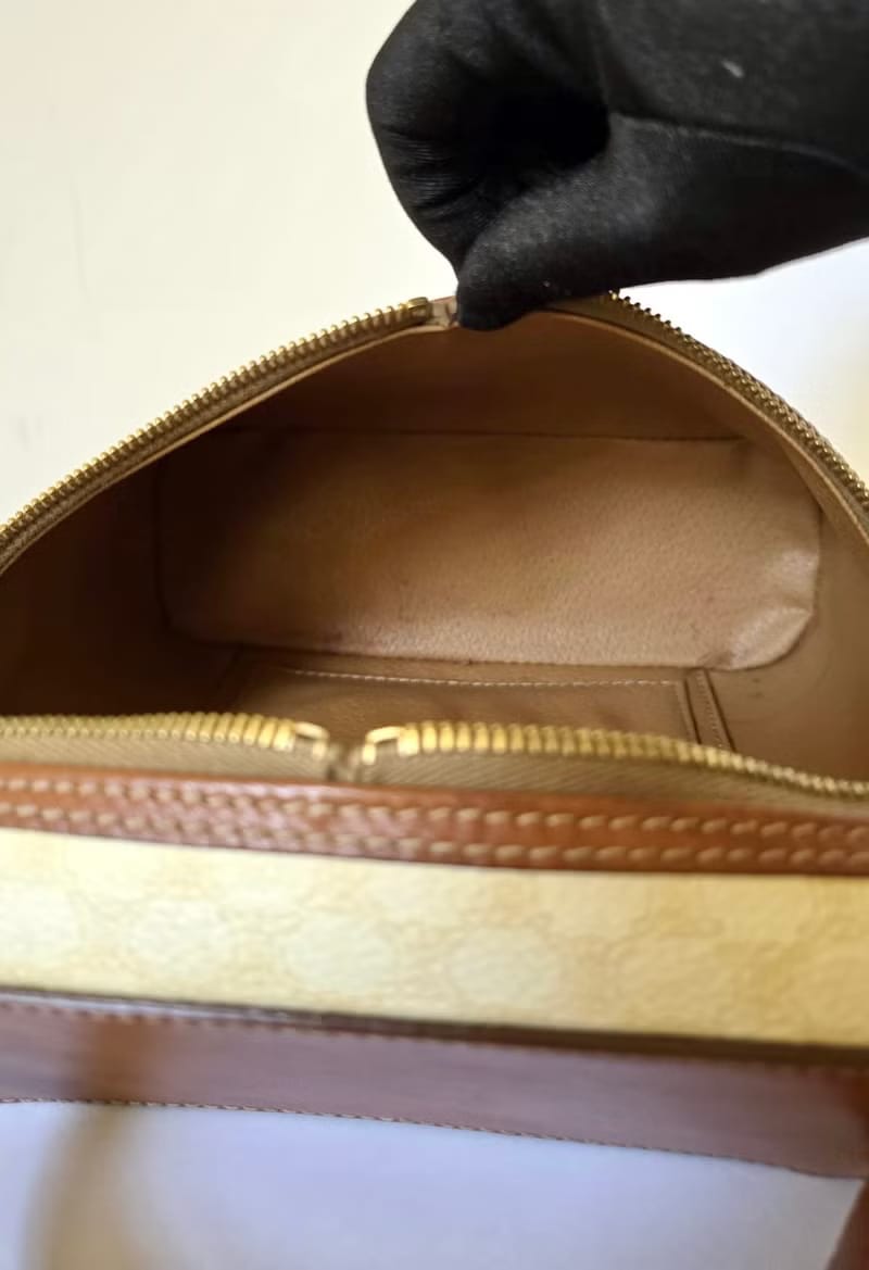 Celine白色老花甜甜圈Vanity盒子包/斜背包/側背包/單肩包