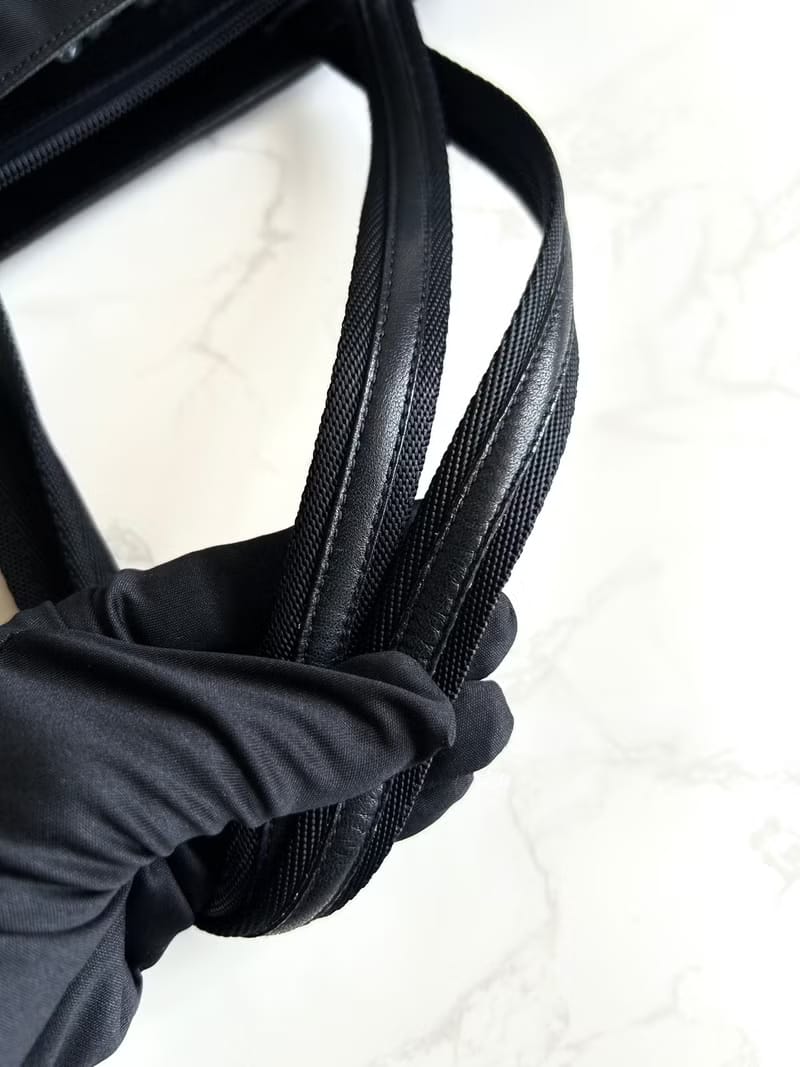 Prada 黑色拼皮經典托特包/單肩包/側背包