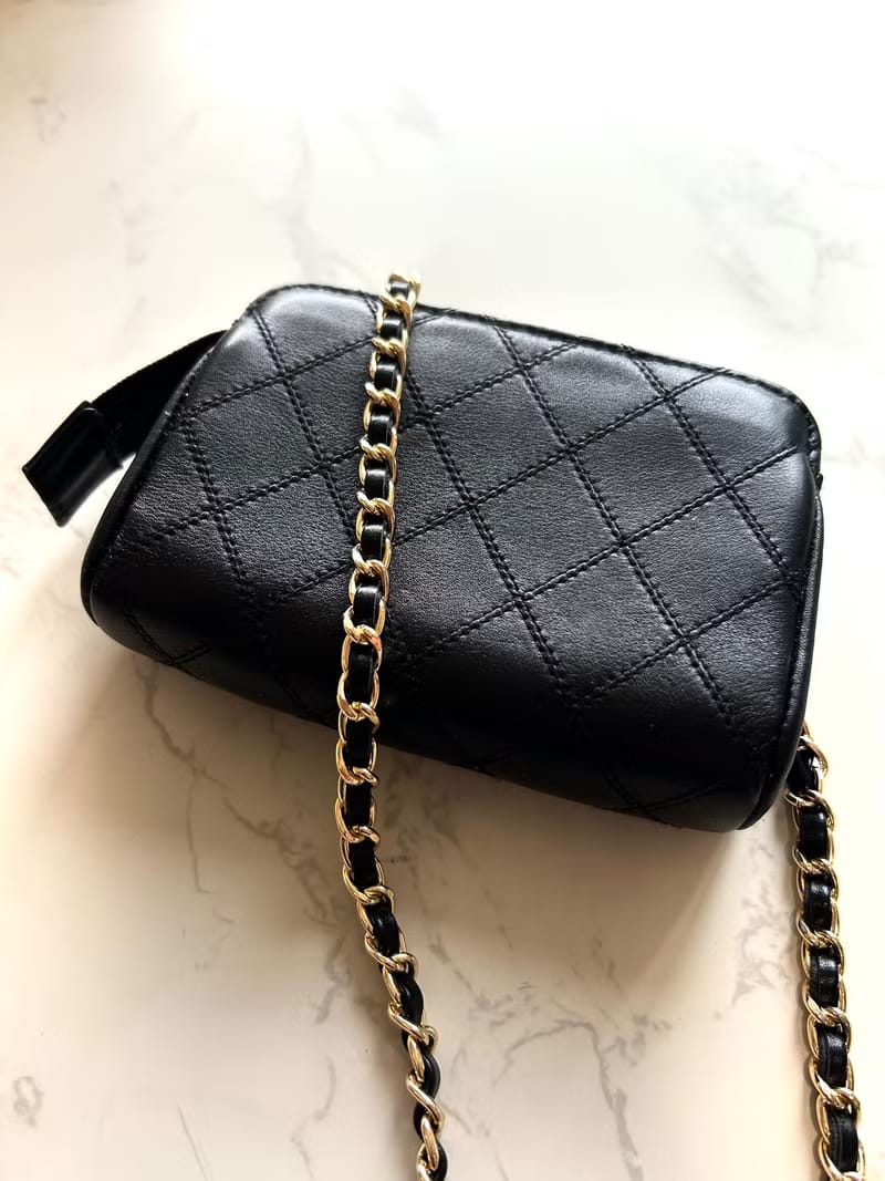 Chanel Black and Gold Lambskin Crossbody Bag / Shoulder Bag
