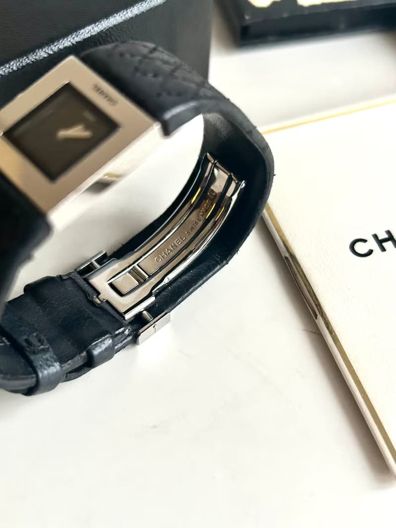 稀有Chanel Metalaase黑銀色石英古董錶 女裝手腕錶